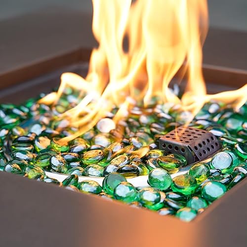 Miniatura 4 de onlyfire Cuentas de vidrio planas para hoguera de propano, rocas de vidrio reflectantes de 12 pulgada, canicas planas de 10 libras para chimenea de
