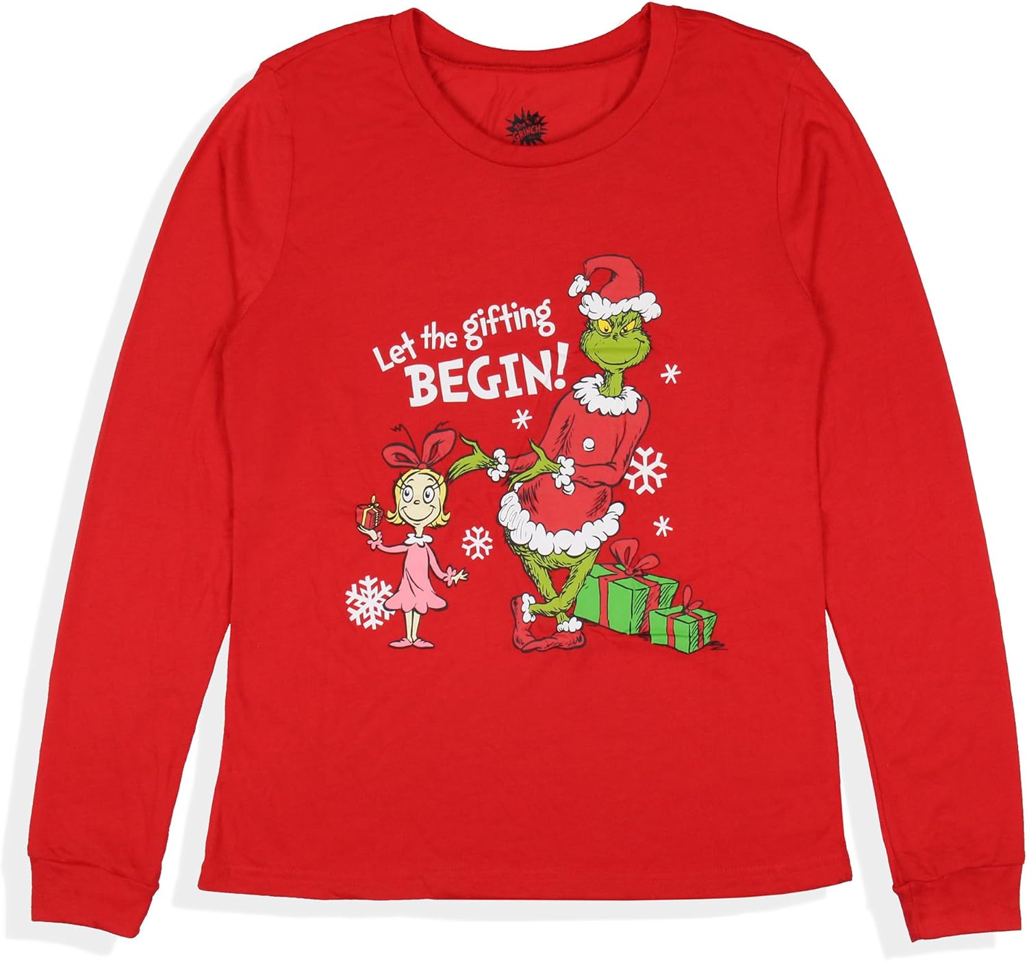 Dr. Seuss Women's GRINCH Let The Gifting Begin Junior's Lounge Pajama Sleep Set - Image 4