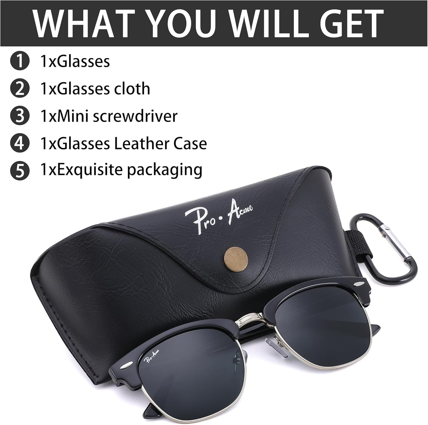 Pro Acme UV400 Semi-Rimless Square Sunglasses for Men Women - 100% Real Glass Lens,Anti-Glare for Driving - Image 5