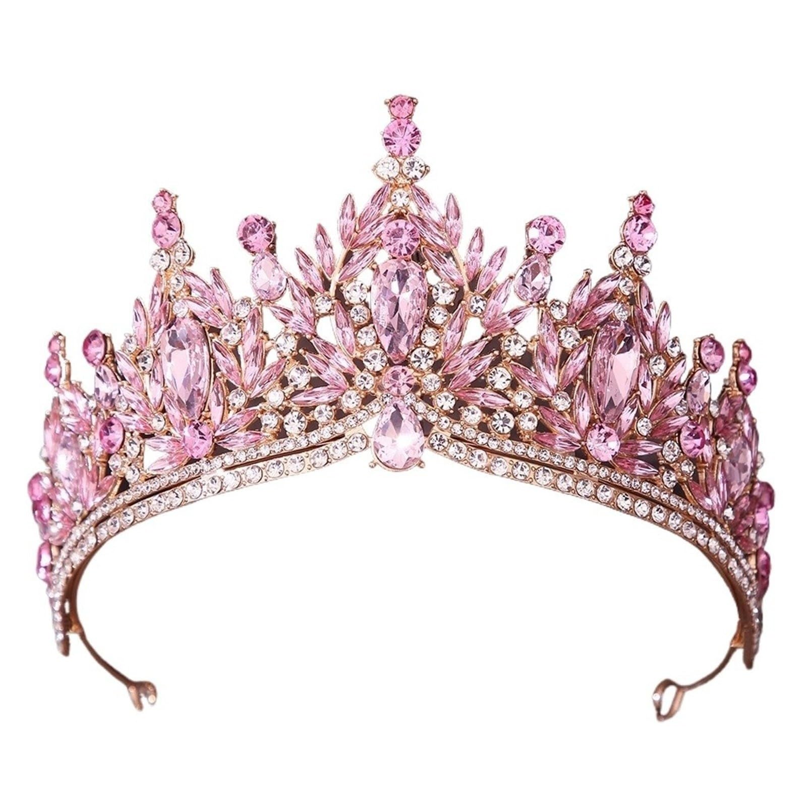 Tiara con corona nuziale in foglia di cristallo, copricapo da sposa per accessorio per capelli da cerimonia per donna