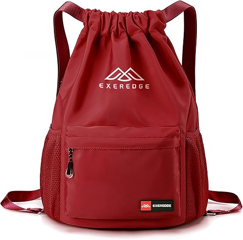 Mochila con cordón para mujeres y hombres, bolsa de gimnasio deportiva resistente al agua, bolsa de playa a prueba de arena con bolsillos de malla