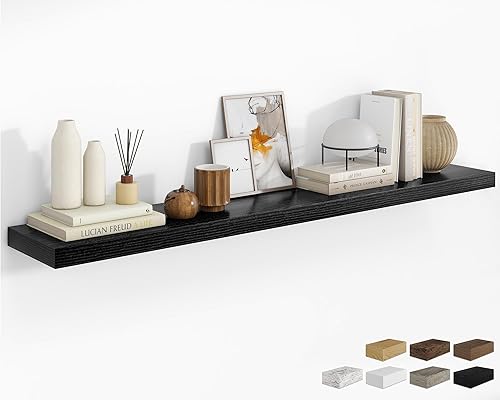 Vista 76 de RICHFOCUS Estantes flotantes de 16 pulgadas para pared, paquete de 2 estantes para dormitorio, cocina, baño, estante flotante de madera rústica Gris