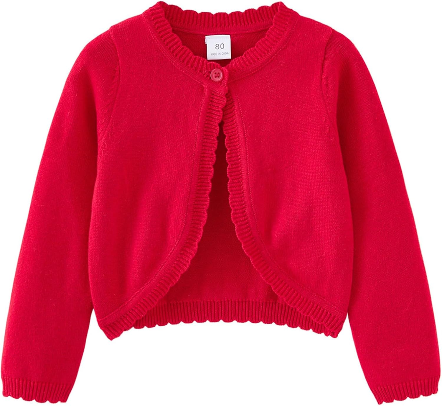 Girls Short Sweater Cardigan Long Sleeve Solid Cotton Soft Open Front Sweater Fall Lightweight Crew Neck Cute Tops