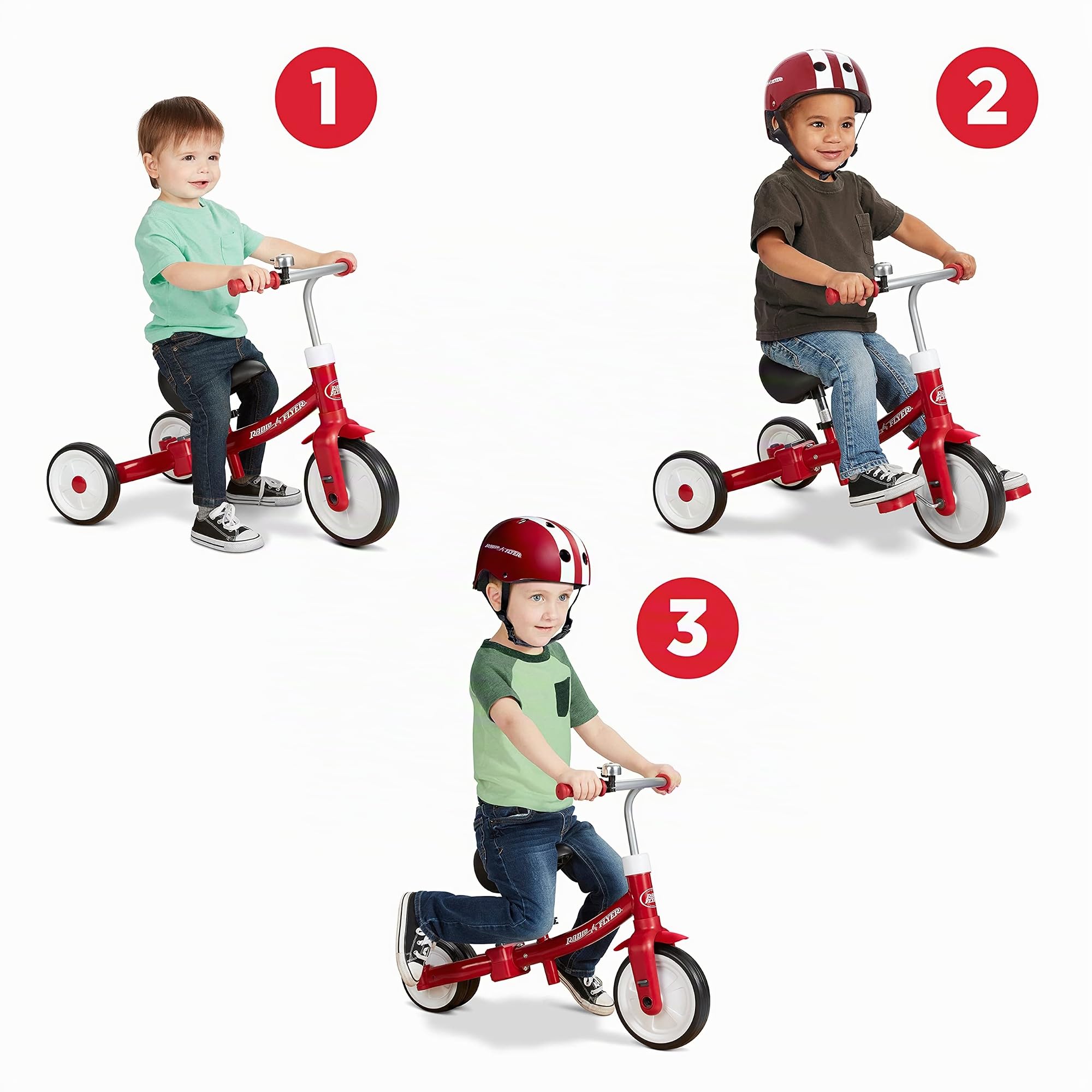 Radio Flyer Triple Play Tricycle, Tricycle Rouge pour Tout-Petits, draisienne, à Utiliser de 1 à 3 Ans