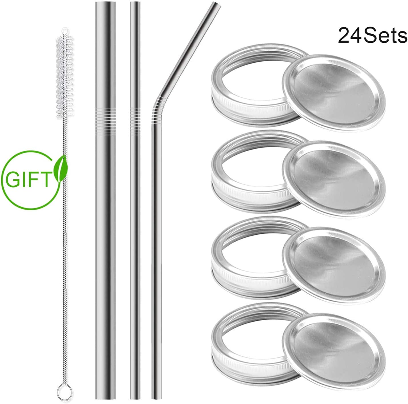 24 Sets Wide Mouth Jars Lids and Bands for Canning Jar, Leak Proof Split-Type Canning Lids and Rings for Ball, Kerr Jars (24, Wide Mouth Lids and Bands)