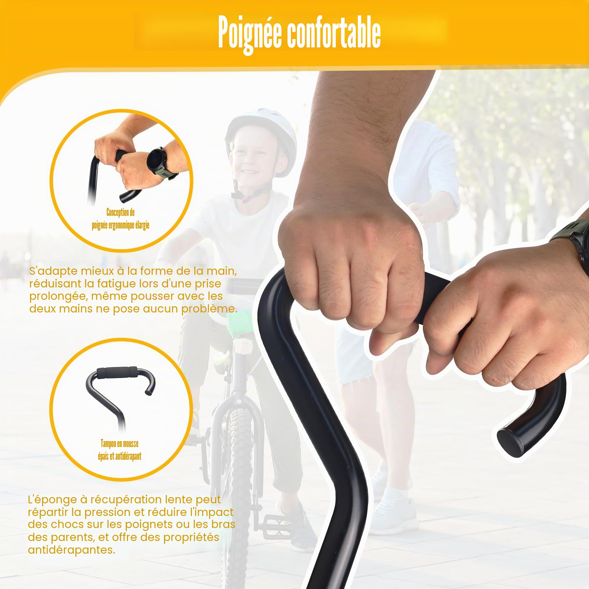 ZUKKA Barre de poussée d'entraînement de vélo pour enfant en alliage d'aluminium
