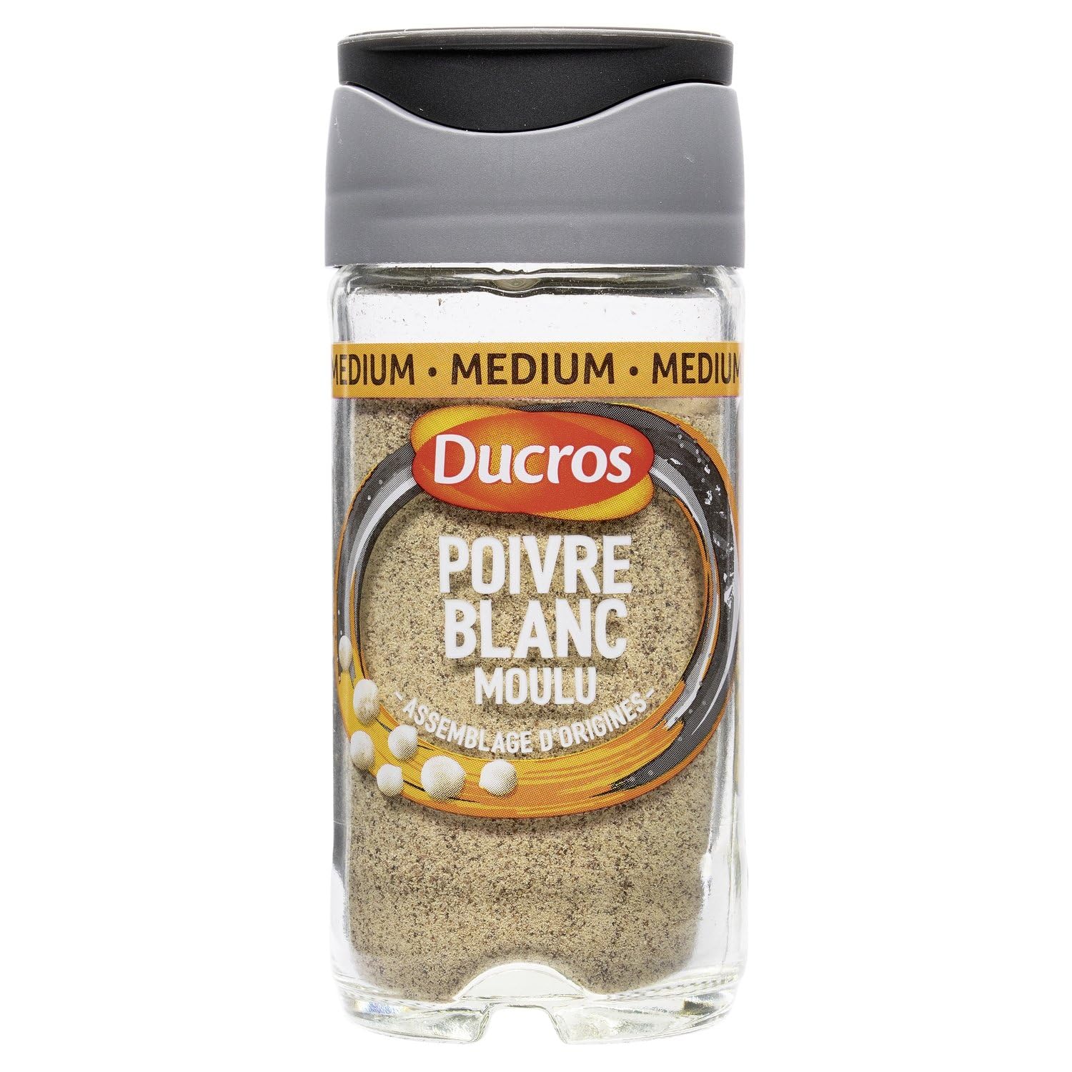 Poivre blanc moulu force 8 DUCROS - le flacon de 36 g Lot De 4 - Par Lot