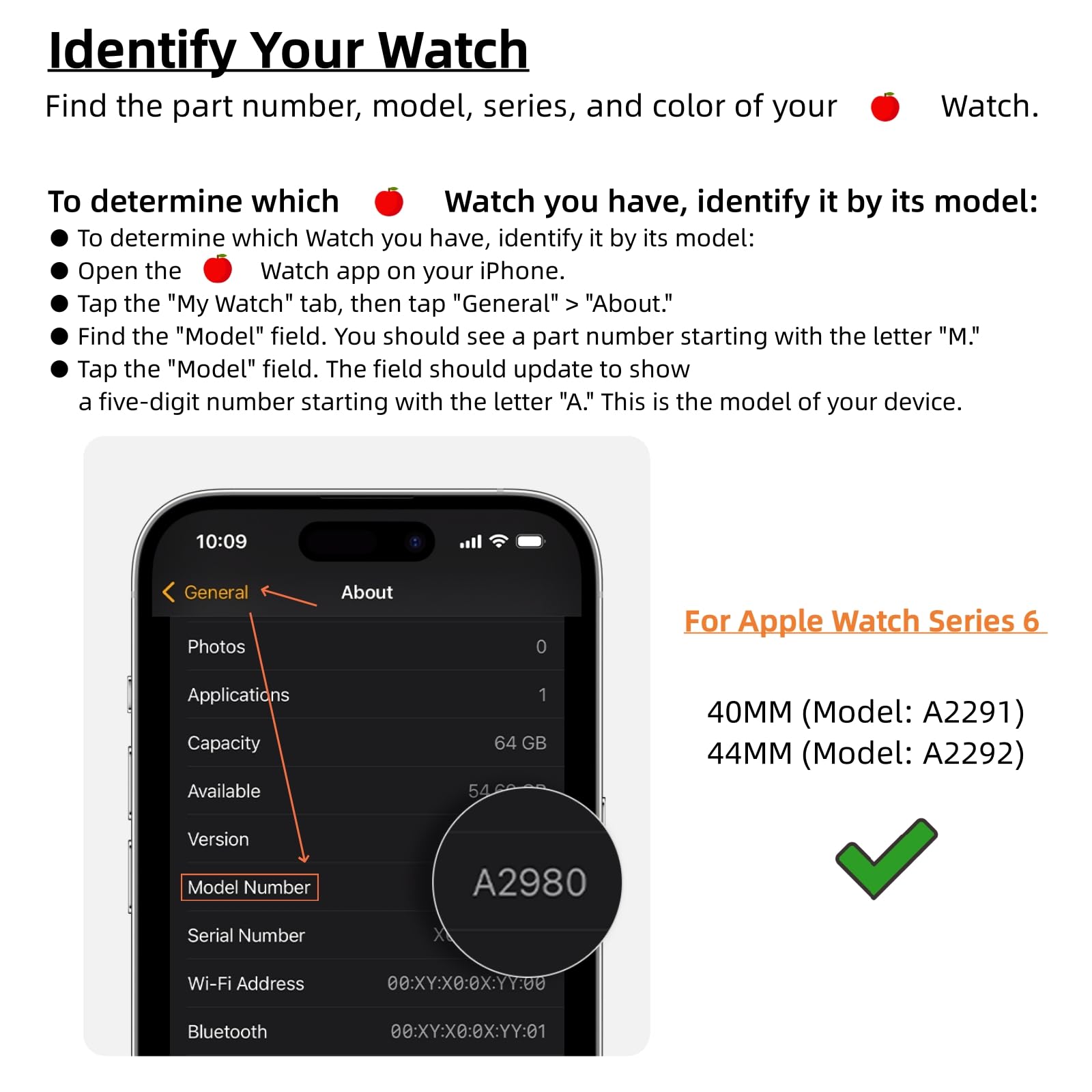Ersatz-Set für Apple Watch Serie 6, 44 mm, LCD-Display, Touch-Digitalisierer, Frontglasmontage (Modell: A2292)