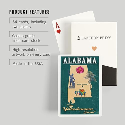 Miniatura 3 de Lantern Press Alabama, Montgomery, Capitolio del Estado, iconos del estado (52 cartas de juego, baraja de cartas de tamaño póquer con comodines)