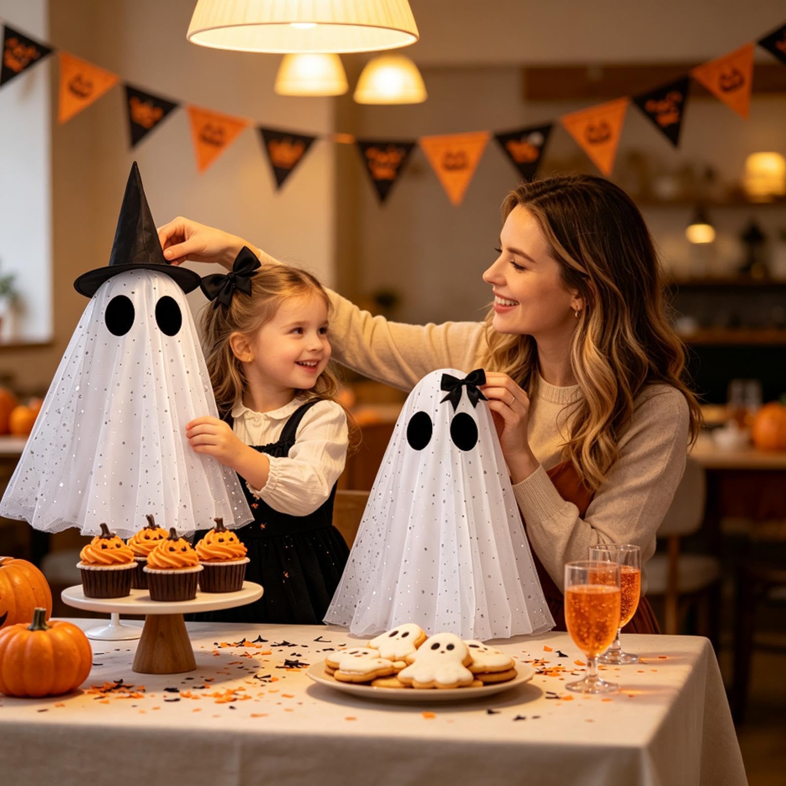 Dekoracja na Halloween, zestaw 2 przerażających dekoracji stołu na baterie