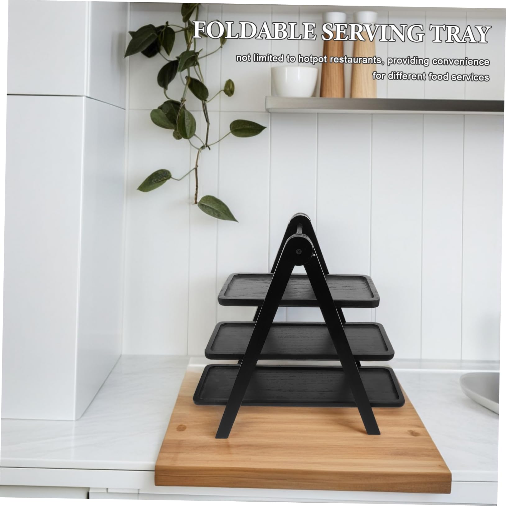 Bandejas de Comida,Bandeja Plegable Madera para Servir,Expositor Alimentos Multicapa Que Ahorra Espacio ollas Calientes,bufés y Fiestas,Ideal restaurantes,Catering Eventos.