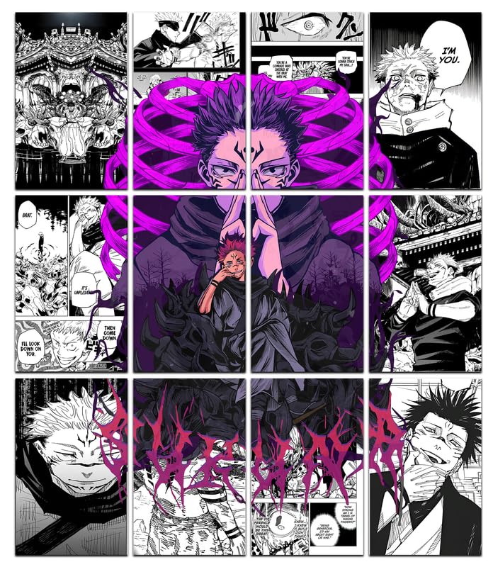 Image of VEENSHI sukuna poster jujutsu kaisen wall poster anime poster (size : 11.9x8.3 inch)