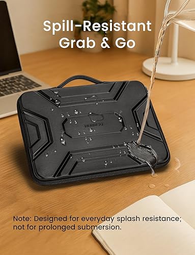 Miniatura 3 de DOMISO Funda para laptop de 15.6 pulgadas, bolsa de hombro a prueba de golpes, impermeable, funda protectora de EVA para MacBook ProMax M2 M1