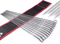 Royal Imports Espetos de Metal para Espetinhos de Carne para Churrasco, Grelhar, Assar, Churrasco de Aço Inoxidável, 17" de Comprimento Reutilizável - 12 Unidades