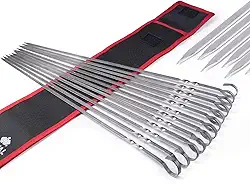 Royal Imports Espetos de Metal para Espetinhos de Carne para Churrasco, Grelhar, Assar, Churrasco de Aço Inoxidável, 17" de Comprimento Reutilizável - 12 Unidades
