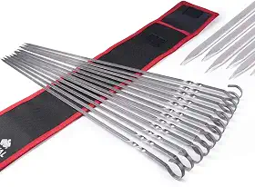 Royal Imports Espetos de Metal para Espetinhos de Carne para Churrasco, Grelhar, Assar, Churrasco de Aço Inoxidável, 17" de Comprimento Reutilizável - 12 Unidades
