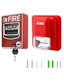 Wired Emergency Sound and Light Fire Alarm Station, 12 / 24V DC Wired Strobe Siren Horn and Dual Action Manual Call Point Panic Button 9-28VDC with 2 Keys