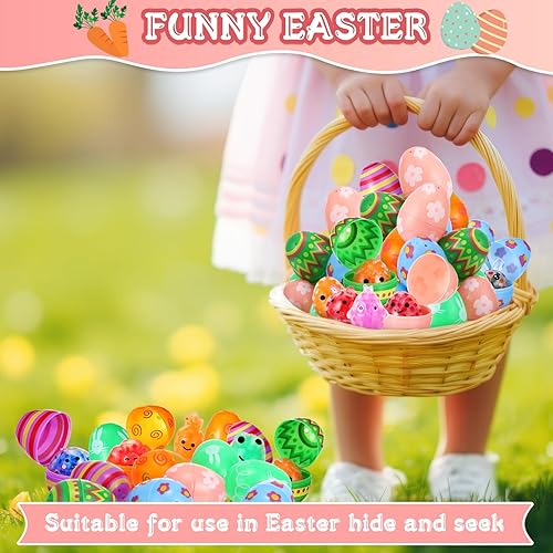 Miniatura 5 de Simgoing Juego de 24 huevos de Pascua de plástico con mini bolas de Pascua, huevos de plástico rellenables para cesta de Pascua, recuerdos de fiesta