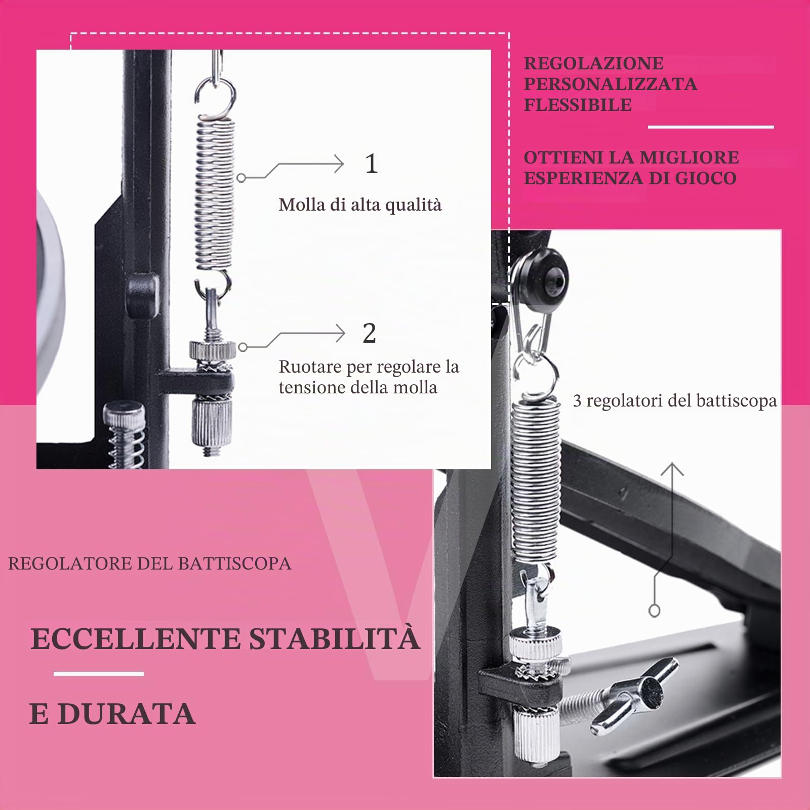Doppio Pedale Batteria, Doppio Pedale con Doppia Catena, Doppio Pedale, Accessori per Percussioni Professionali (V-VZ14)
