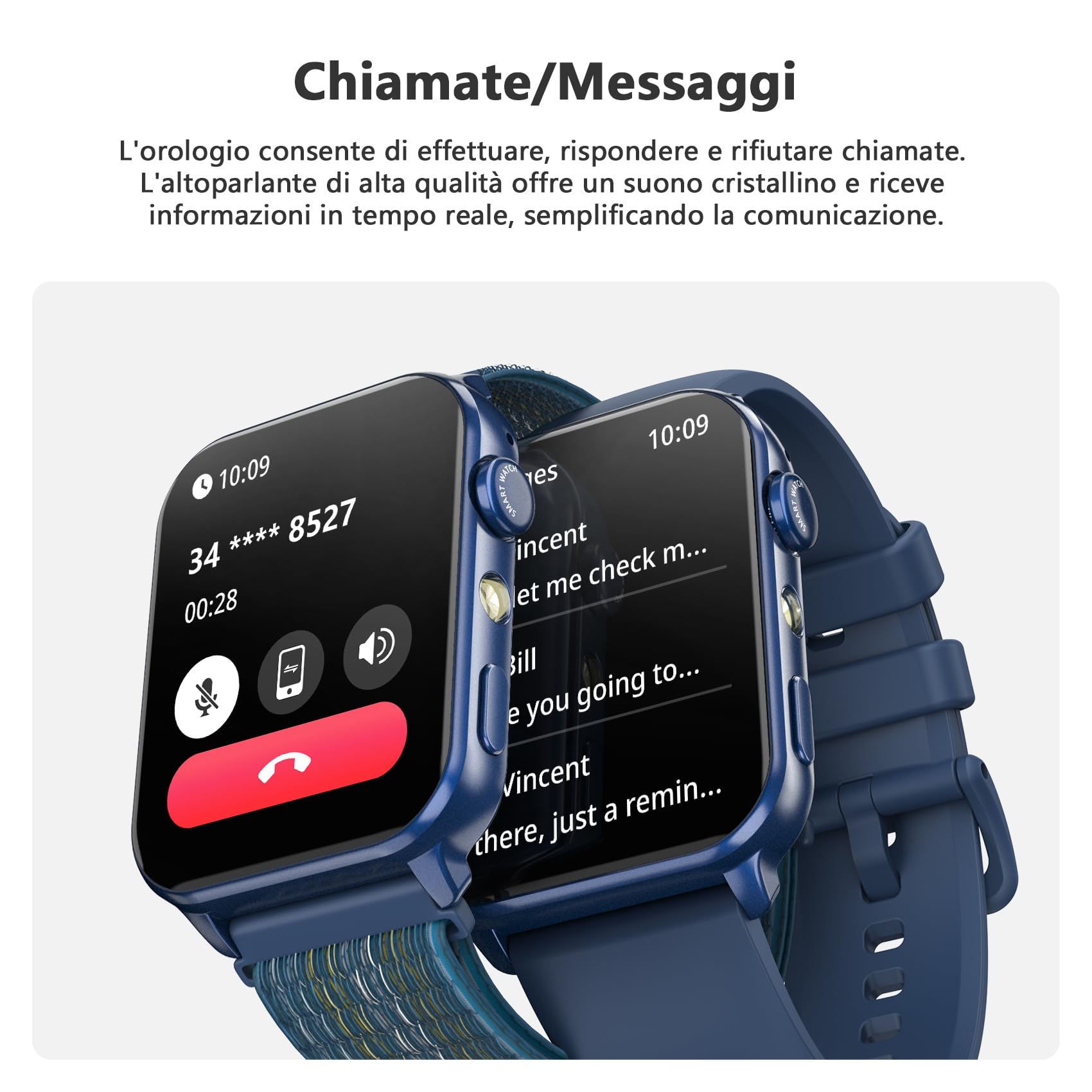 Blackview Smartwatch Uomo Donna, Effettua e Rispondi alle Chiamate,1,91'' Orologio Intelligente 100+ Modalità Sportive/Sonno/Cardiofrequenzimetro/SpO2/ Torcia per Android IOS