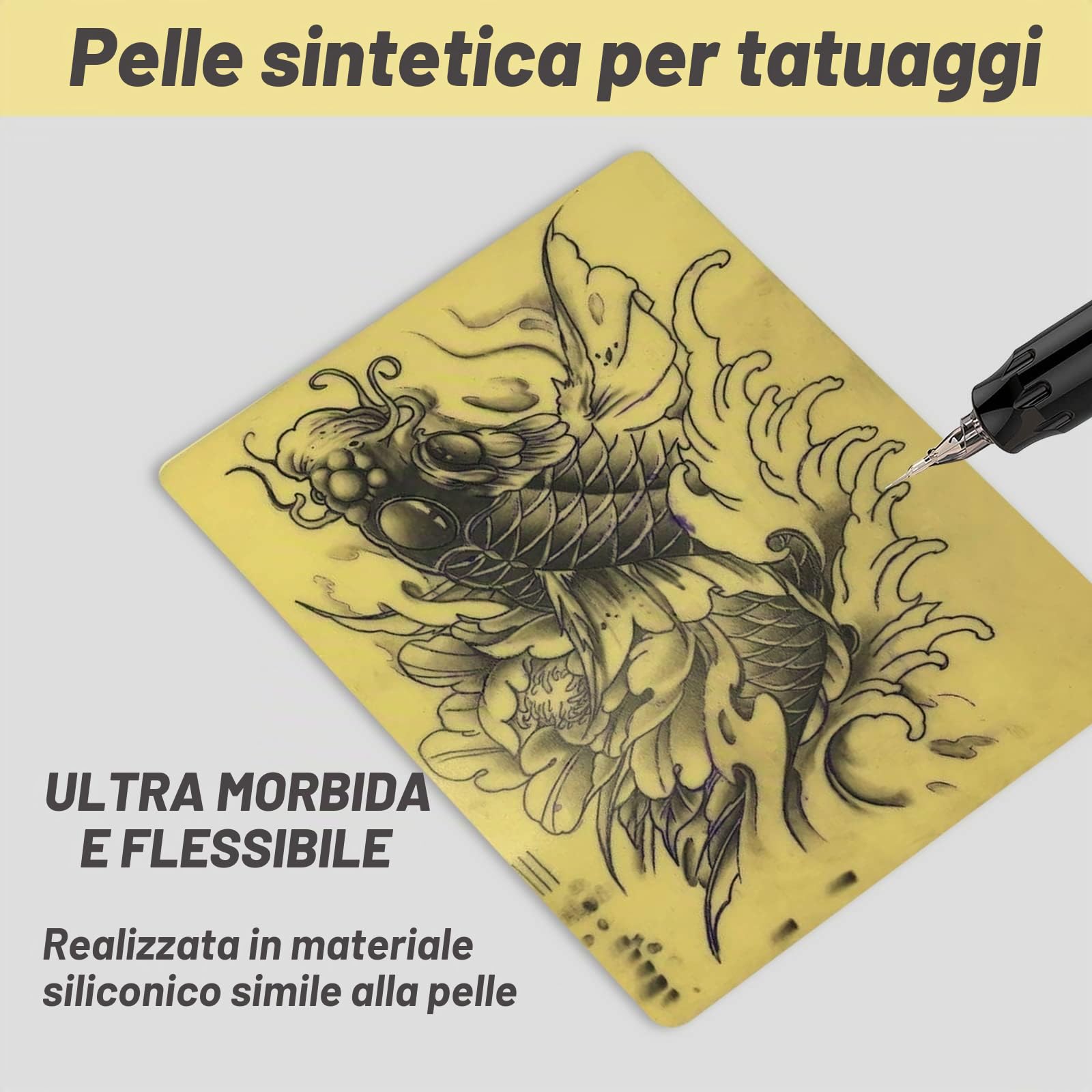 Pelle Sintetica Tattoo 3mm, SOTICA 5 Pezzi Pelle Pratica del Tatuaggio 20 * 30 * 0.3cm Pelle per Tatuaggi per Principianti del Tatuaggio e gli Artisti più Esperti