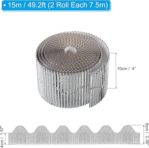 Vista 18 de PATIKIL Borde para tablón de anuncios de 3.9 pulgadas x 49.2 pies, papel corrugado festoneado para decoración de aula, tableros de póster de corcho