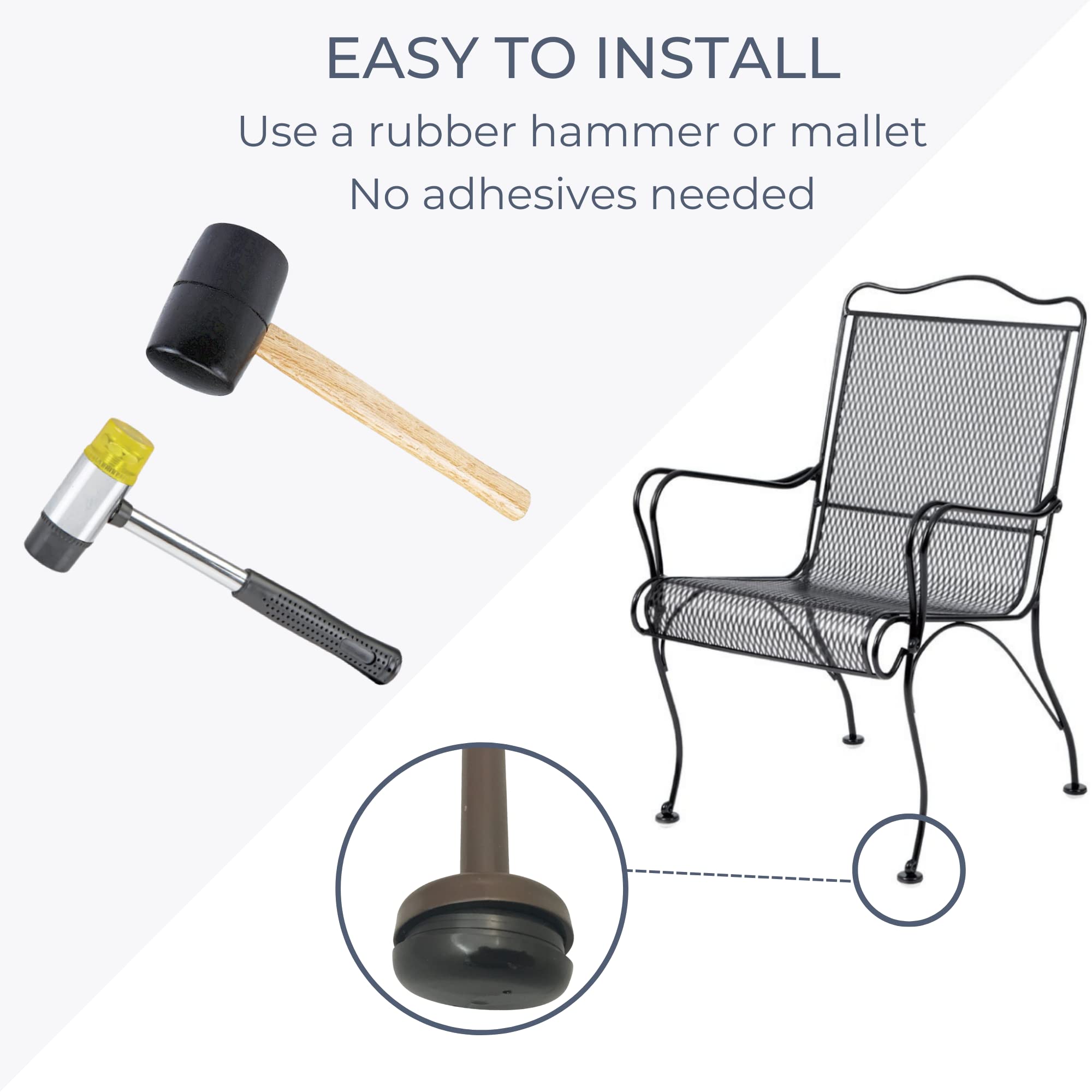 Project Patio 11/2" Wrought Iron Patio Furniture Feet Glides and