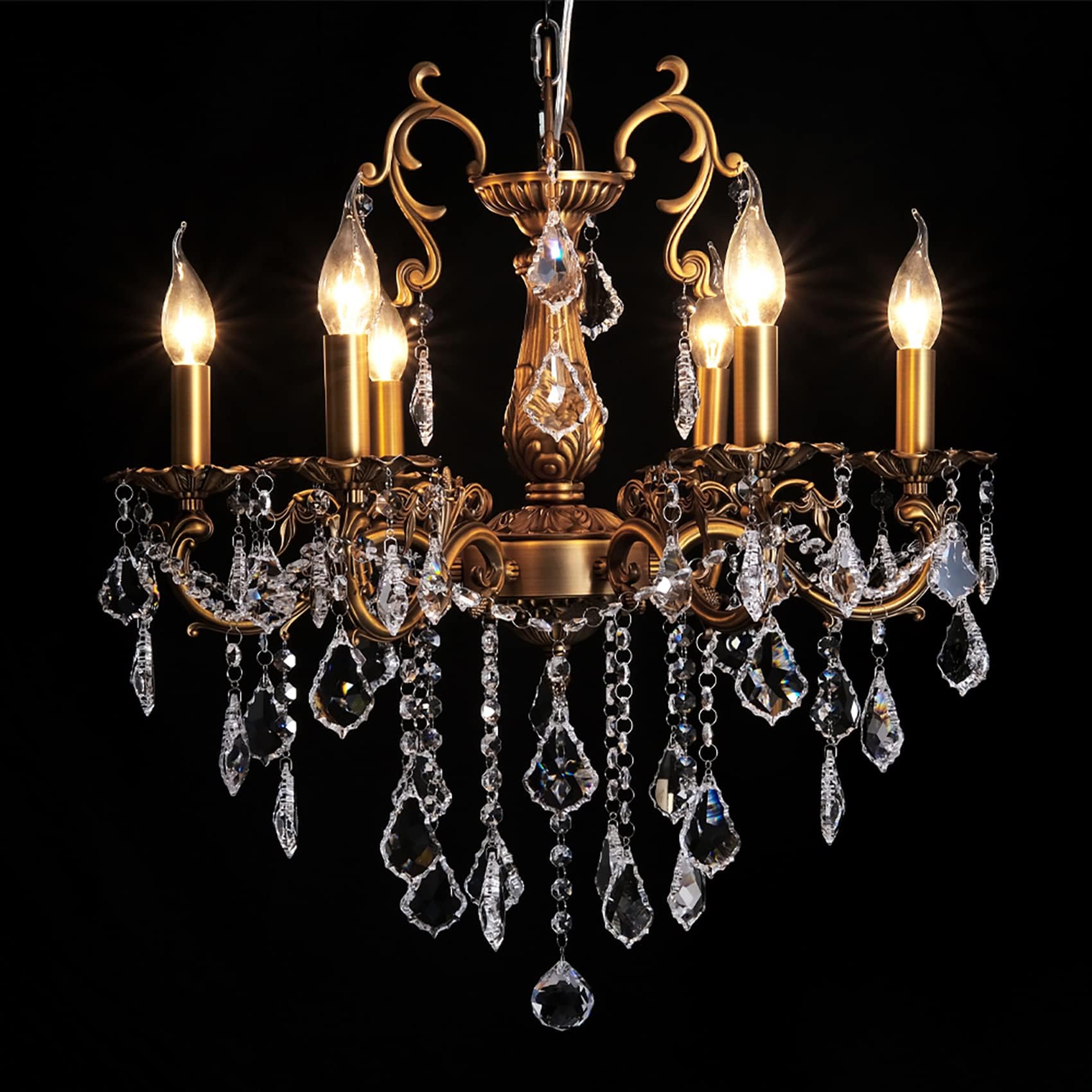 Crystal Chandeliers Contemporary Chandelier 6 Lights Island Lighting Candle Pendant Ceiling Light Fixture for Dining Room Living Room Kitchen Bedroom Hallway Entry D22.1