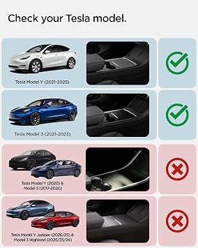 Spigen Center Console Organizer for Tesla Model Y (2021-2024) & Model 3 (2021-2023) [Not for Model Y Juniper 2025/26 and Model 3 Highland (2024/25)]
