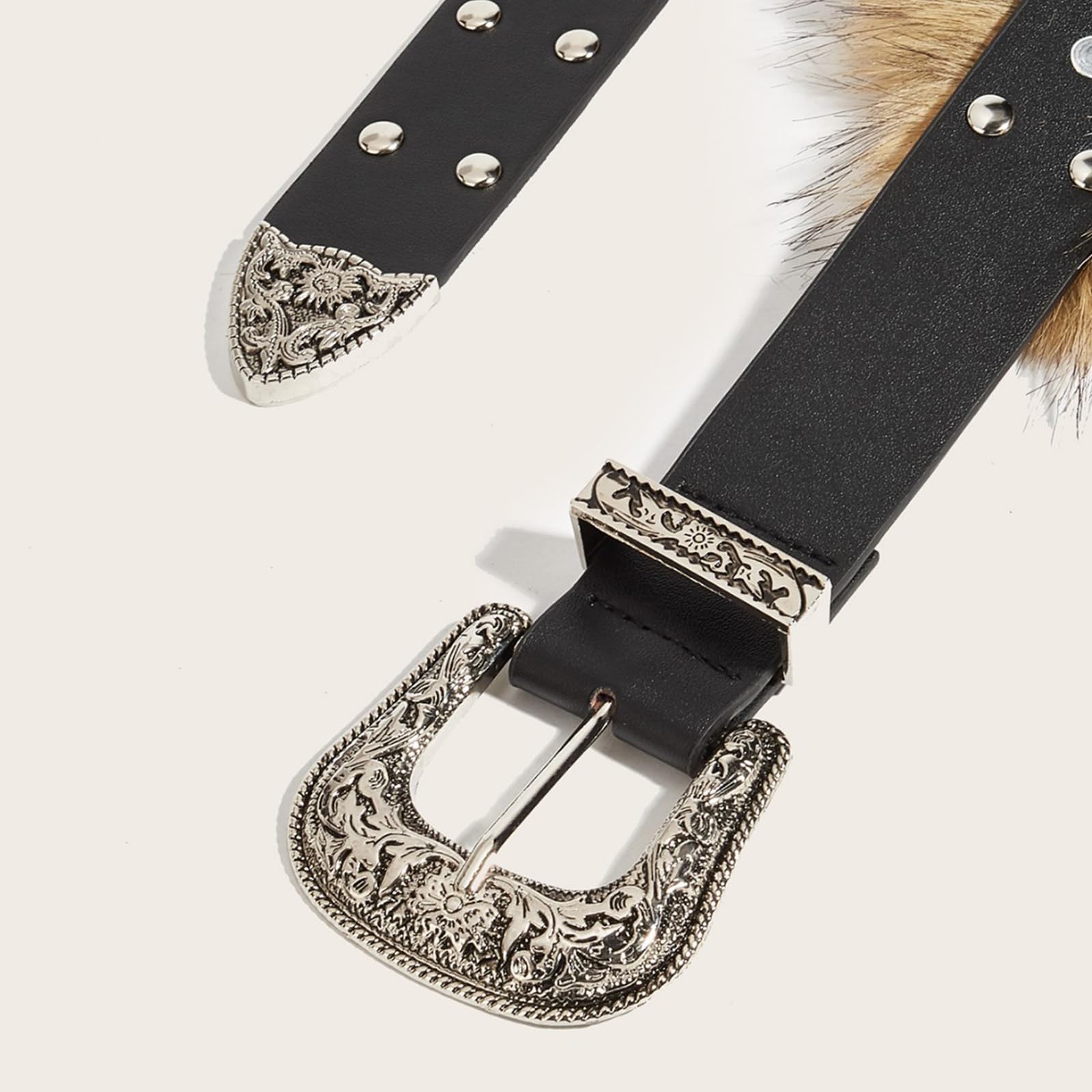 Elegante cinturón de piel sintética con ribete sintético Cintura ajustable con hebilla para fiestas o atuendos casuales. Cinturón moderno de piel sintética