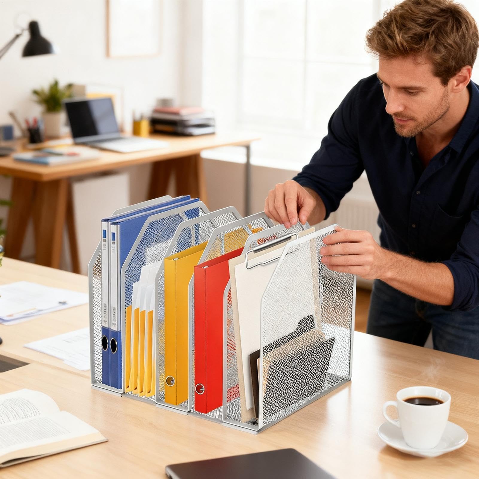 Cartella in metallo resistente, porta documenti in rete per casa, ufficio, aula e lo studio, ideale per famiglie, amici e uomini, soluzione di archiviazione