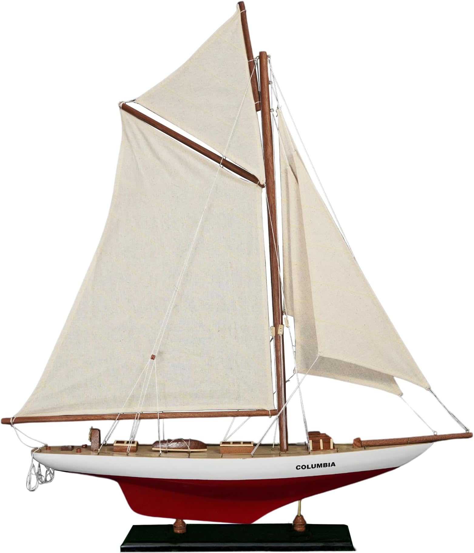 vinacreations Red Columbia Yacht Wooden Model Boat 27'' America's Cup Racing Wood Sailboat Model Ship Handcrafted Seafaring Nautical Decorating Home Living Room Décor COLUM-RED-50CM