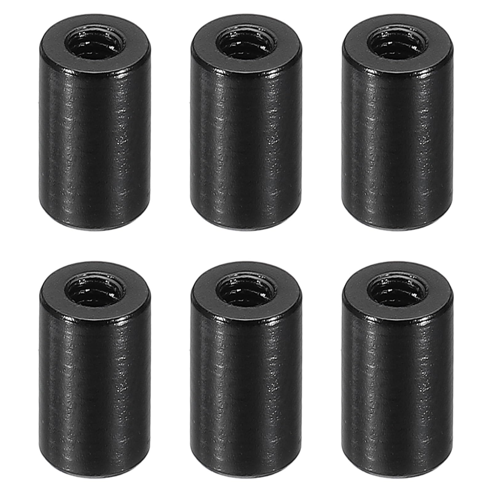 PATIKIL 6pcs M3 Metal Threaded Standoff Spacer Nuts, Round Aluminum Spacers Female Coupling Screws, 1/8" ID x 1/4" OD, Black 3x6x10mm