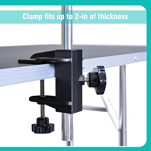 Miniatura 4 de SHELANDY Mesa de aseo para perros y mascotas, soporte para secador de pelo, soporte de tubo de manguera, manos libres, de acero inoxidable, tercer