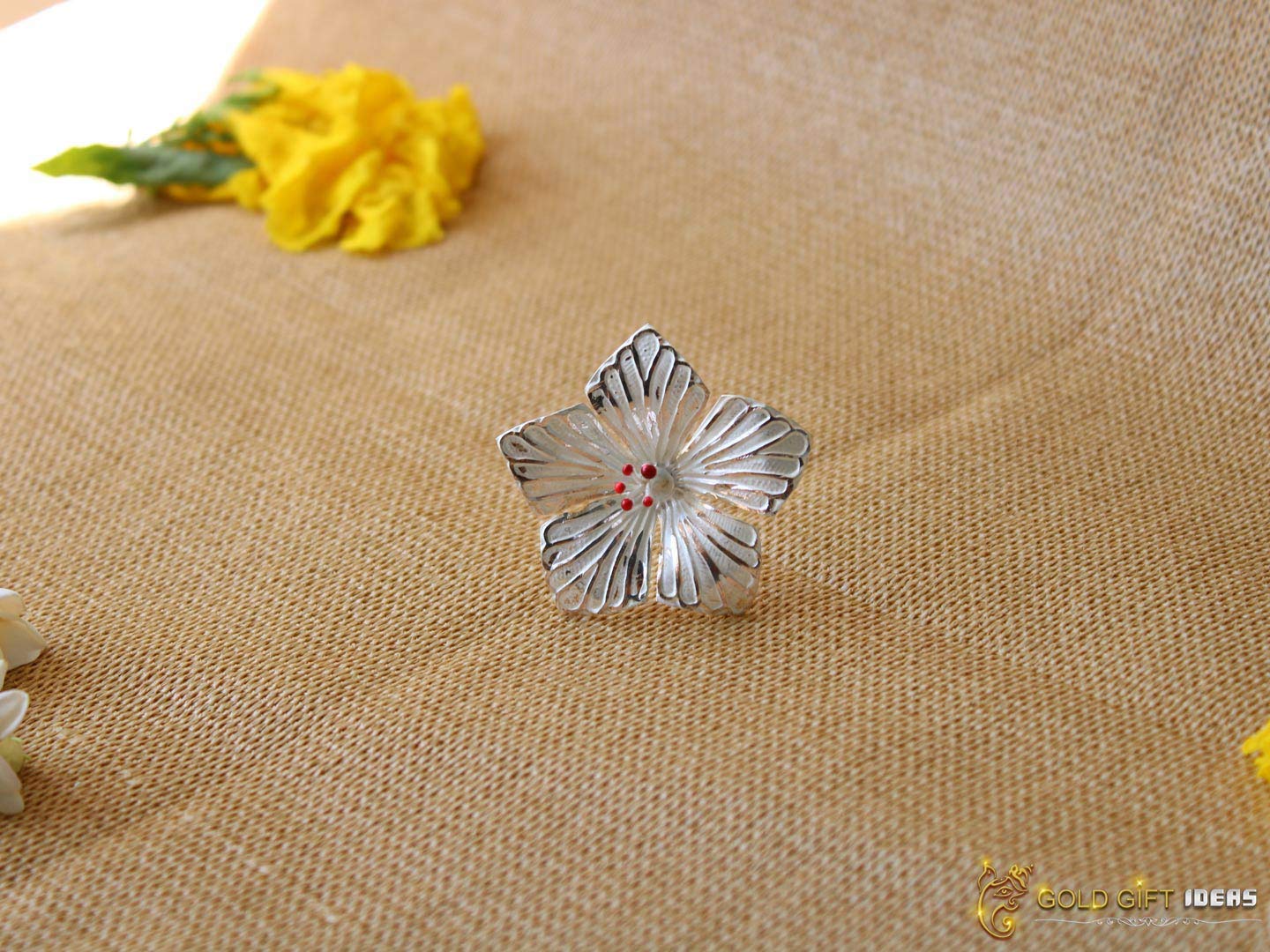 GoldGiftIdeas Pure Silver White Jaswand Flower for Gift, Silver Flowers