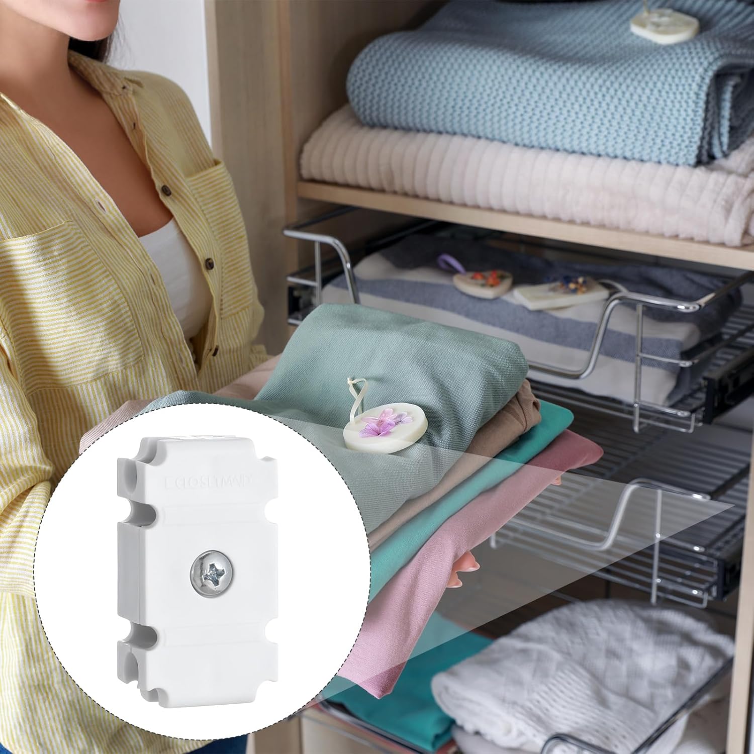 Weysat 12 Pcs Joiner Plates Set Closet Support Brackets Parts Shelf Organizer Joiner Plate Connectors for Shelf Organizer Grid Wall Clamps Grid Connectors