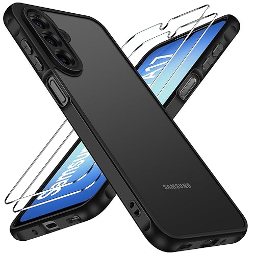 iVoler Hülle für Samsung Galaxy A17 4G / 5G mit 2 Stück Panzer Schutz Glas, [Militärstandard] Stoßfest Kratzfest Handyhülle Matt Durchscheinende Rückseite Anti-Fingerabdruck Schutzhülle Case (Schwarz)