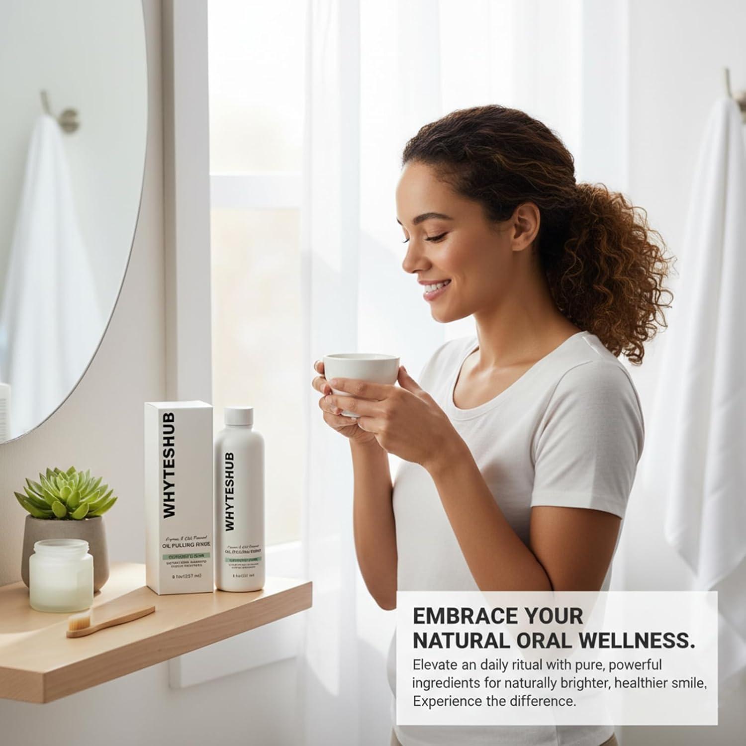 White Spearmint Oil Pulling Rinse, Cold-Pressed Coconut Mouthwash for Teeth Whitening, Powerful Organic Peppermint Oil Maintain Gum Health & Freshness Breath - Image 2