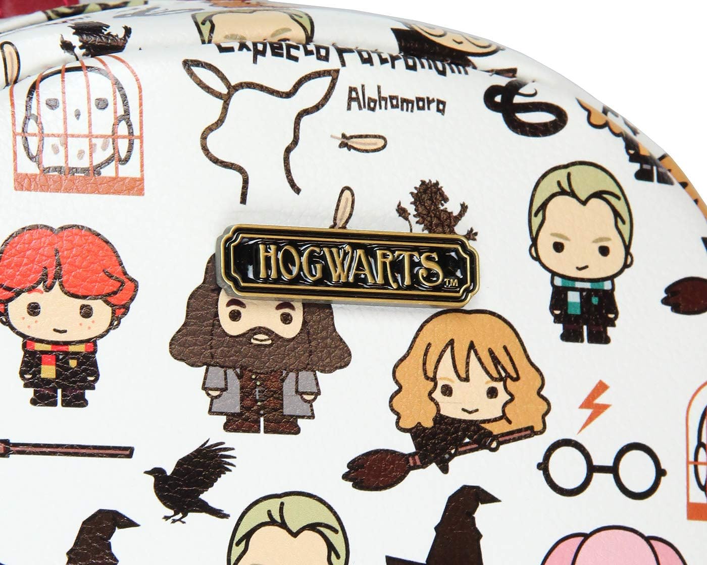 Bioworld Harry Potter Allover Chibi Character Pattern Faux Leather Tote Bag Mini Backpack - Image 3