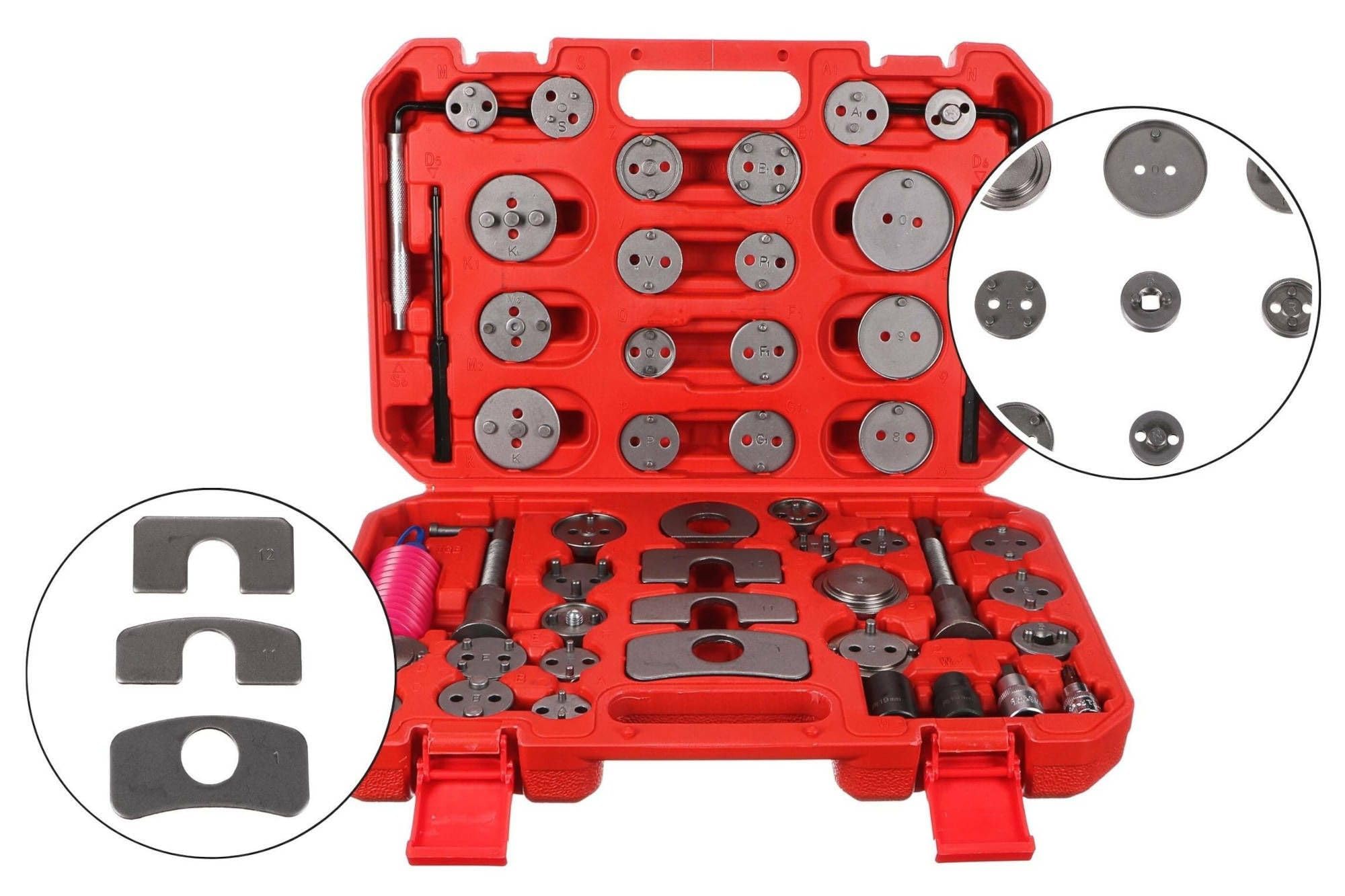 BRAKE Set di 50 ripristini pistoni del freno, 50 pezzi, valigetta di plastica, strumento di ripristino per il pistone del freno, pinza del freno, kit di attrezzi per auto, riparazione del freno,