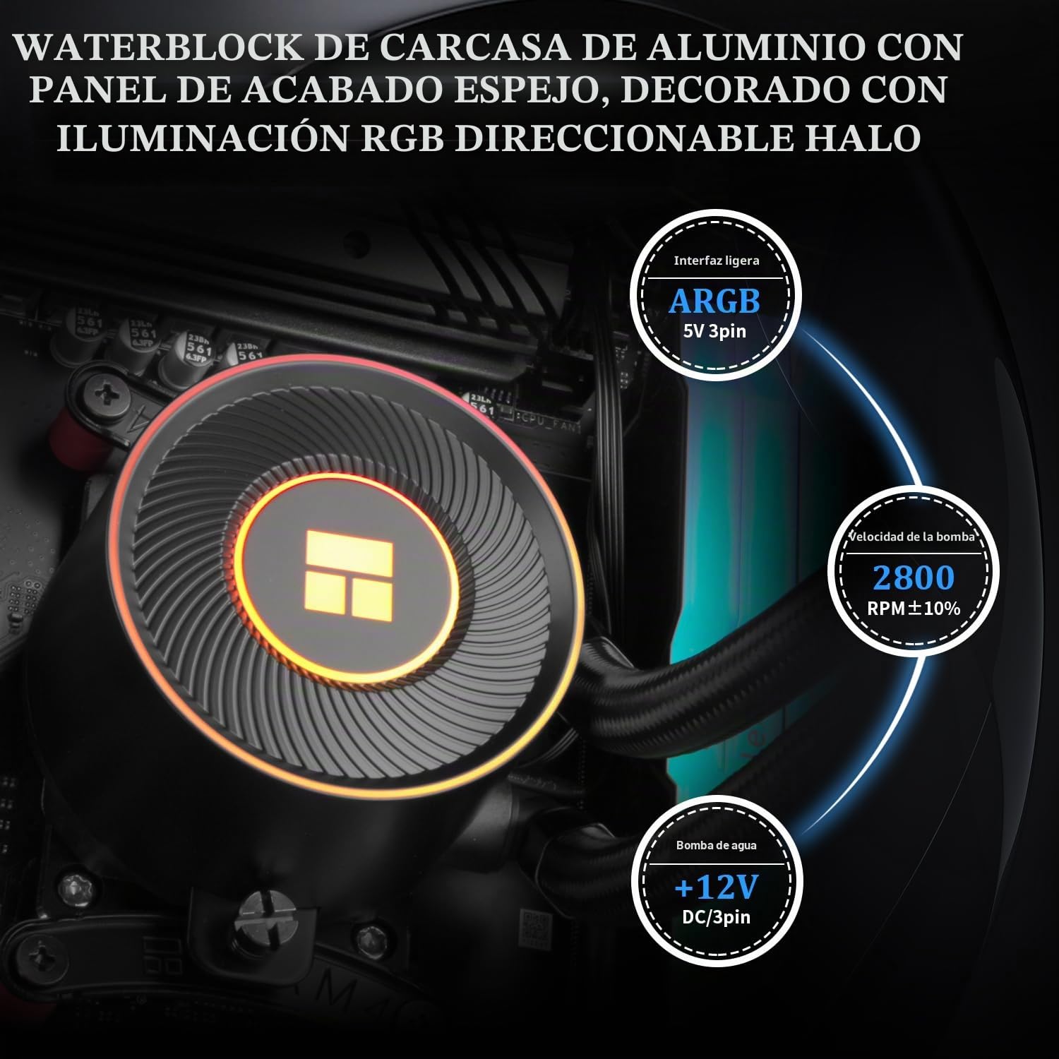 Thermalright Aqua Elite 360 V5 ARGB Negro CPU enfriador líquido, 360 tamaño de fila de enfriamiento, para AM4 / AM5, Intel LGA115X /1200/1700/1851, 360 mm AIO