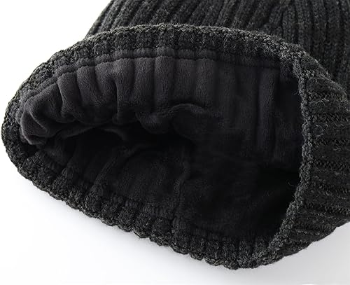 Miniatura 6 de Connectyle Gorro de lana con forro polar para hombre, gorro de lana de invierno de punto