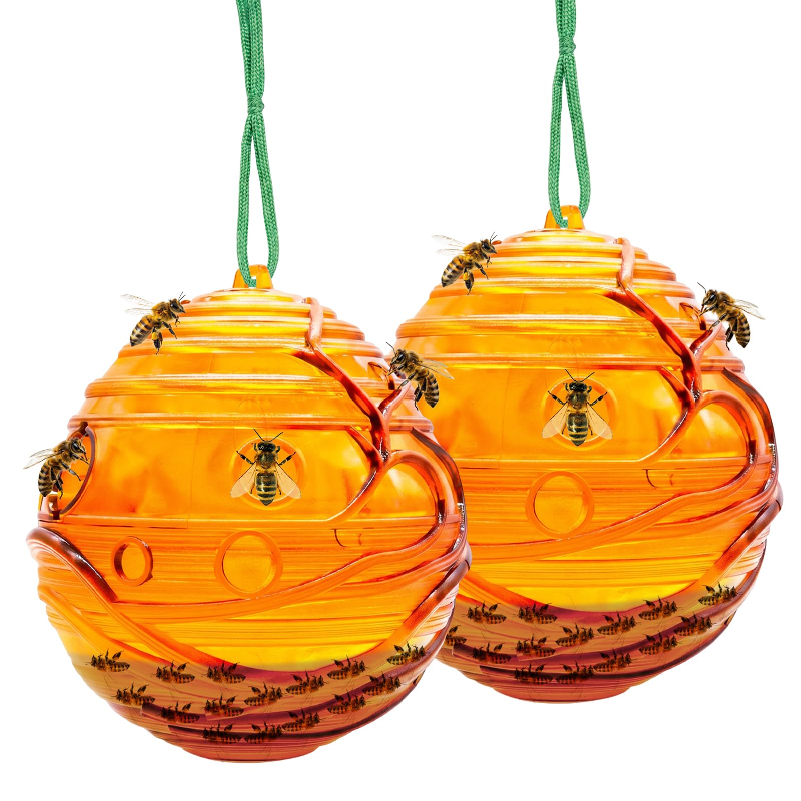 Belillpipi 2 Packs Wasp Trap, Waterproof & Reusable Hanging Wasp Nest Killer, Eco Fly Trap, Yellow Jacket, Hornet, Bee & Wasp Catcher, Fly Deterrent for Outdoor & Indoor Use