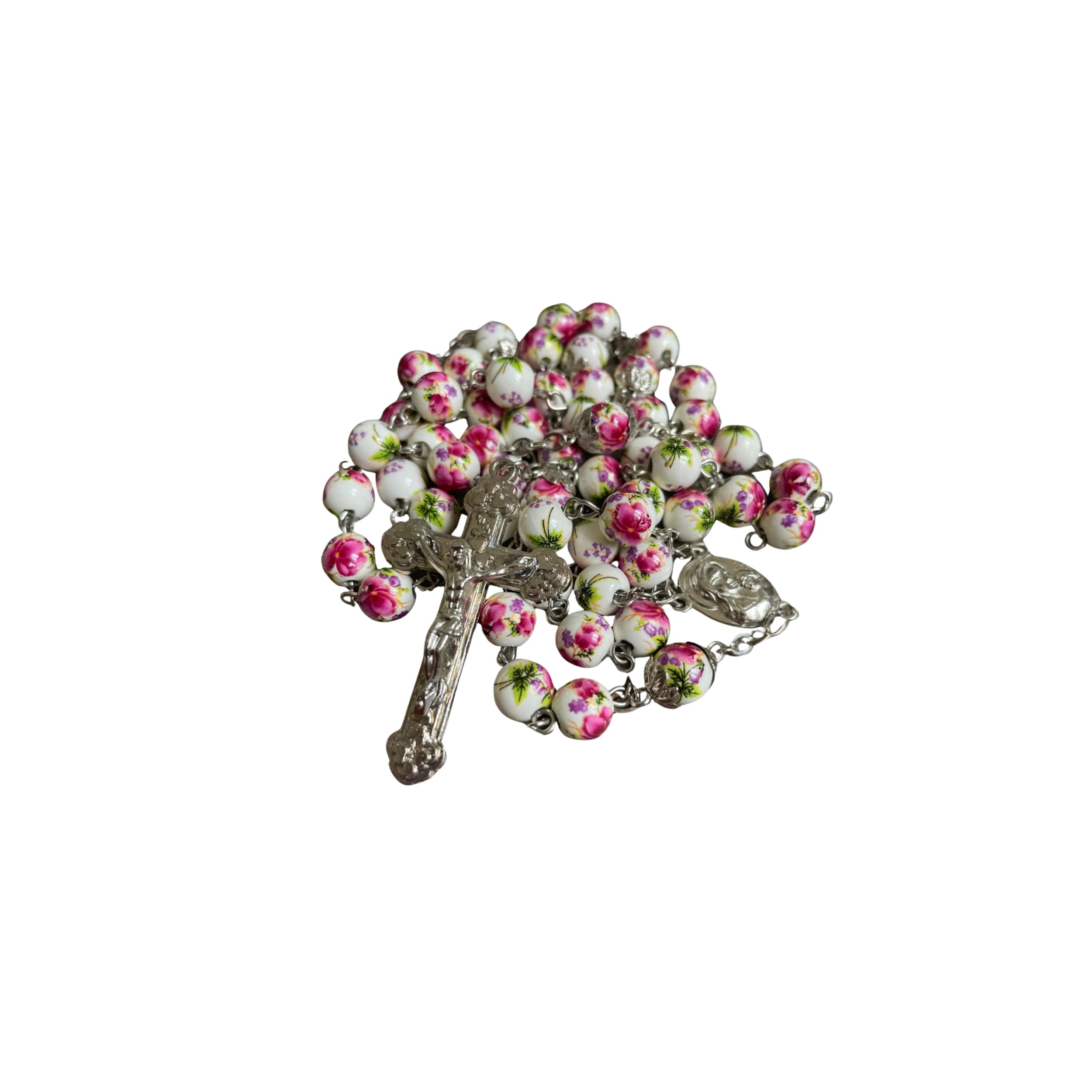 Chapelet de perles de fleurs,Rosaire avec Terre Sainte de Jérusalem dans sa boîte à cadeau, Fêtes chrétiennes, Pâques,Communion,Baptême,Confirmation, Anniversaire,Naissance,Protection, Voiture
