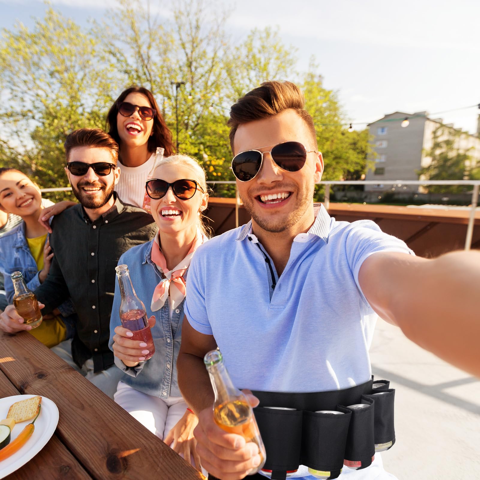 Biergürtel Portable Trinker Bierhalter Gürtel kann 6 Getränke Bier Getränkedosengürtel Festival Zubehör geeignet für Vatertag Geburtstag Oktoberfest Weihnachten