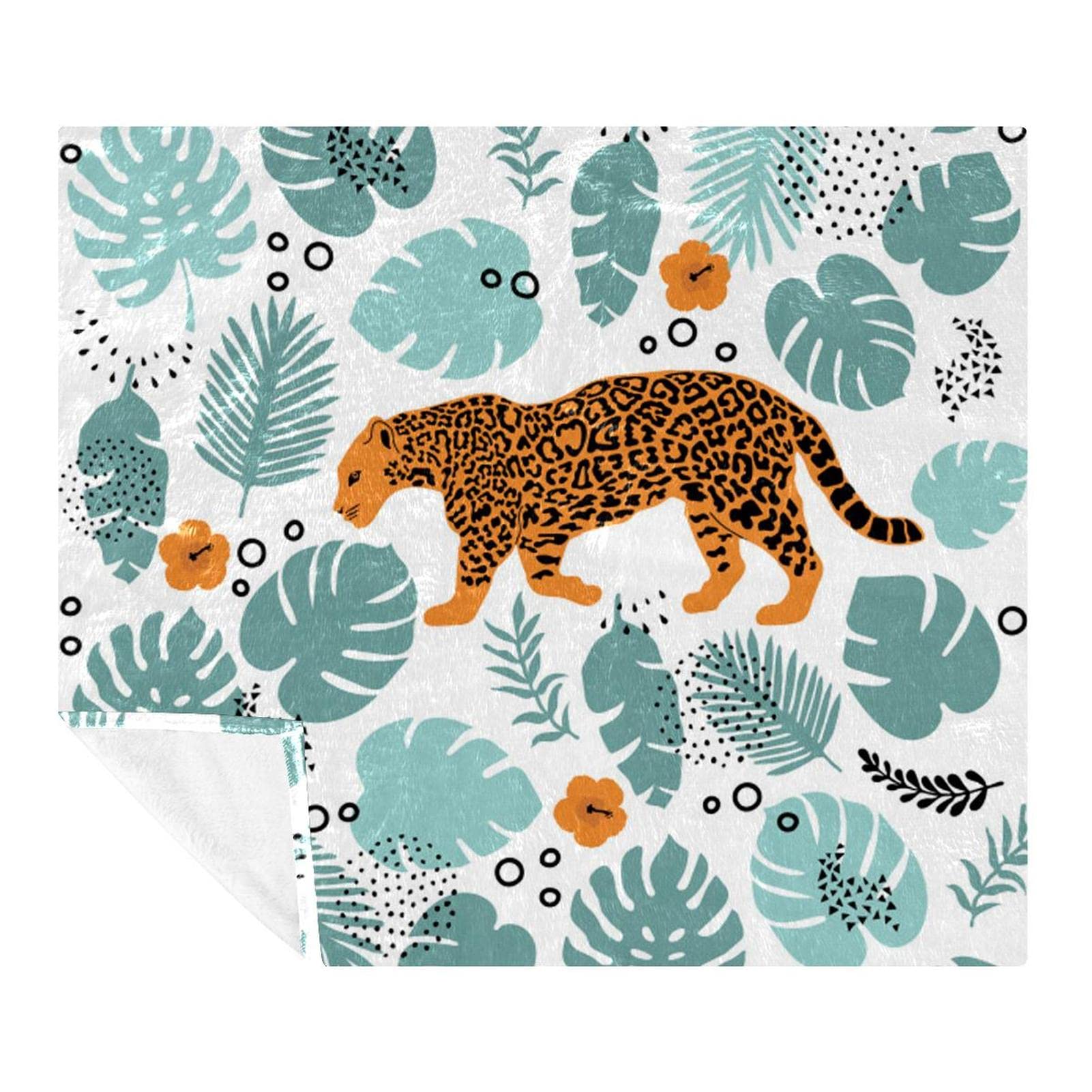 Couverture jungle tigre pour canapé lit et voyage en polaire légère