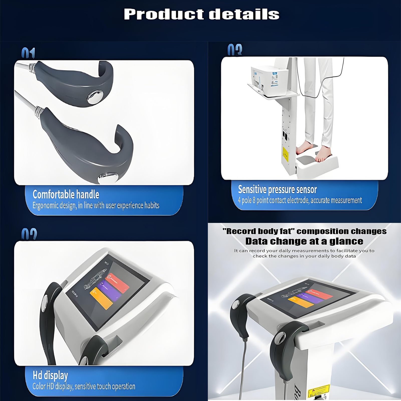 Analizzatore di Composizione corporea Commerciale per Palestra e casa, analizzatore per la Salute del Corpo, impedenza bioelettrica, Stampa Wireless Black