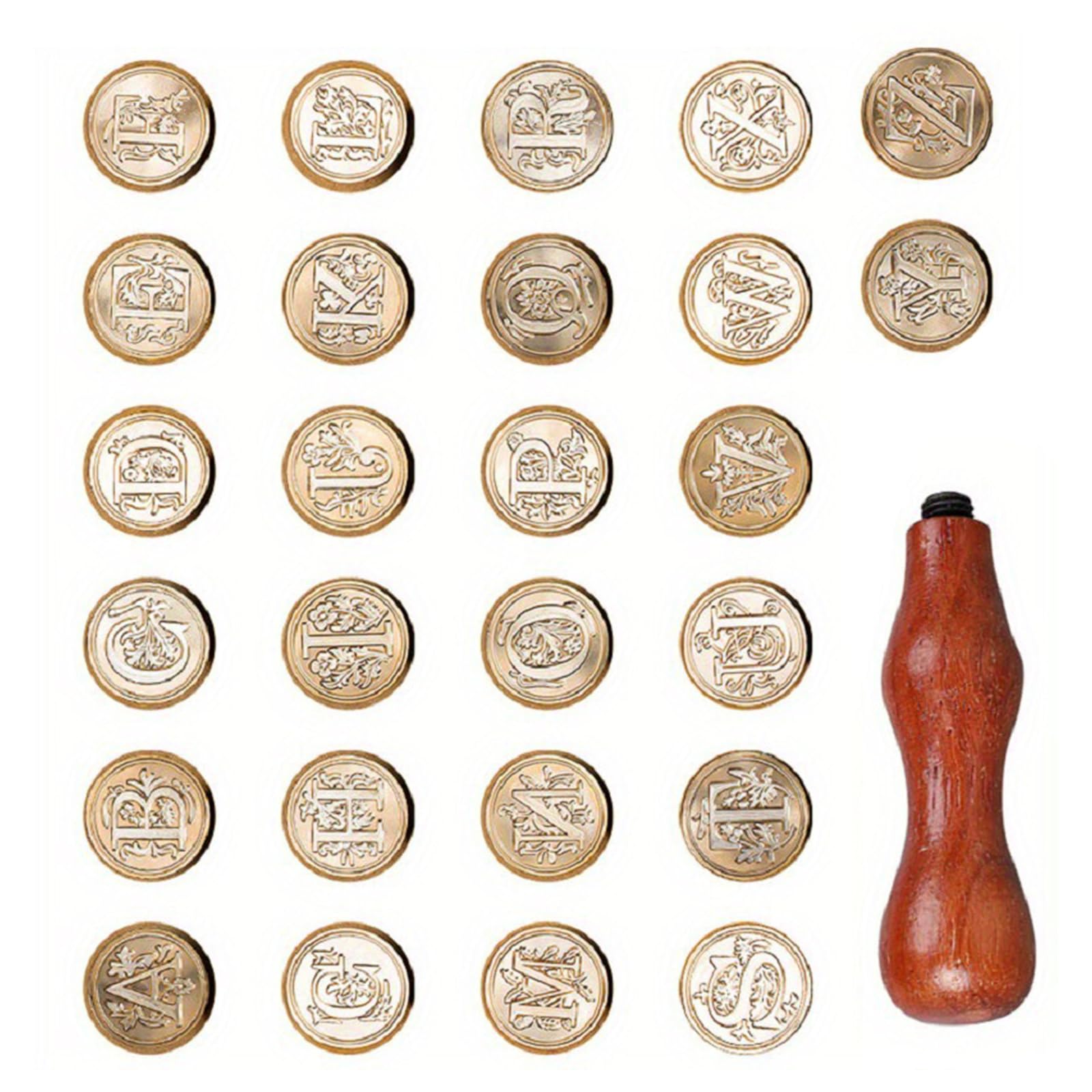 Timbri con sigillo ceralacca, sigilli rame con timbro per ceralacca + impugnatura in legno, set kit sigilli con lettere alfabetiche vintage