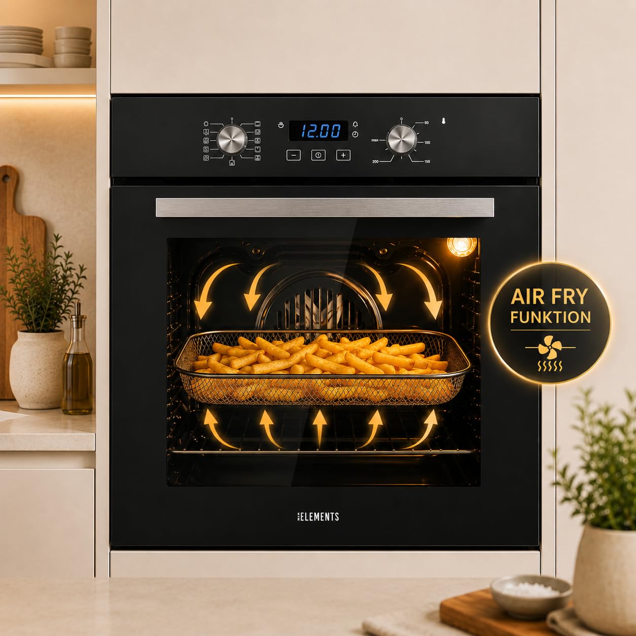 Autarkes Herdset 60 cm Einbaubackofen mit Air Fry & Steam Clean, Induktionskochfeld 59 cm Flexzone, Schuko-Stecker, A+ Energieklasse