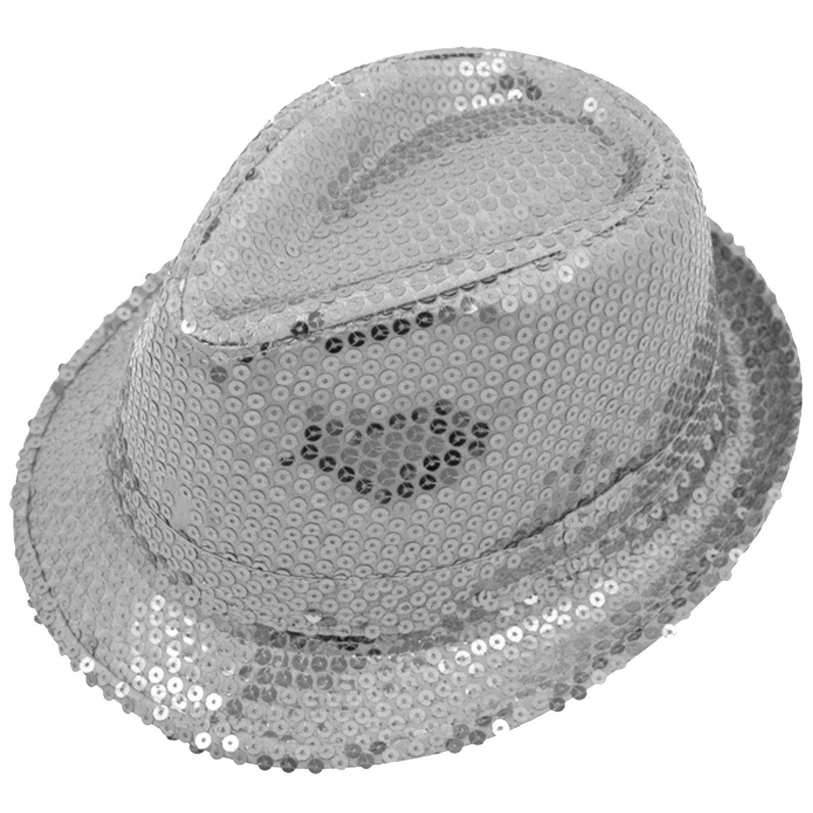 Sequin Gangster Hat - Silver